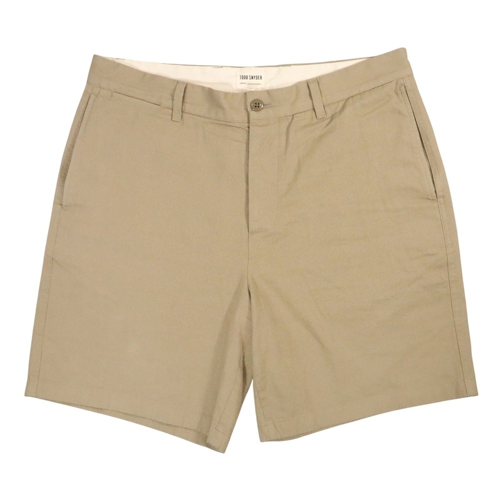 Todd Snyder‎ Chino Shorts Mens 36 Khaki Solid Modern Cotton Twill Casual Summer